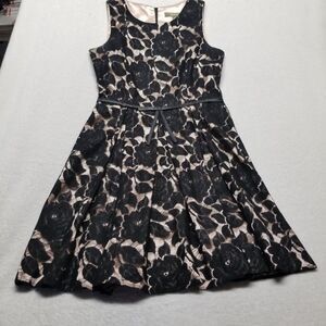 Melonie T 10 Dress Fit Flare Black Lace Tan Lined HOCO Party Cocktail Whimsigoth